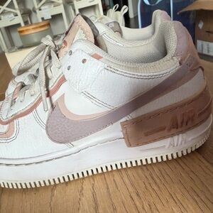 Nike White Sneakers with Blush and Tan Accents